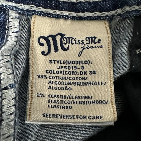 Miss Me size 30 medium blue wash zip whispered bedazzled boot cut jeans - Picture 8 of 12